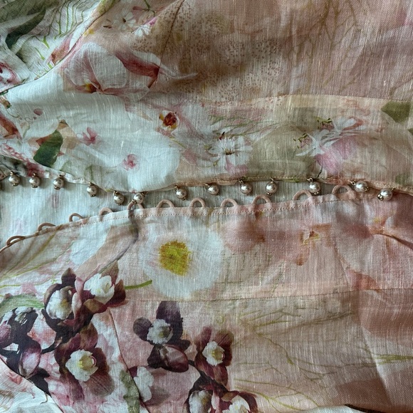 Zimmermann Dancer Floral Beige and Pink Blouse & Midi Skirt Set - Picture 4 of 12